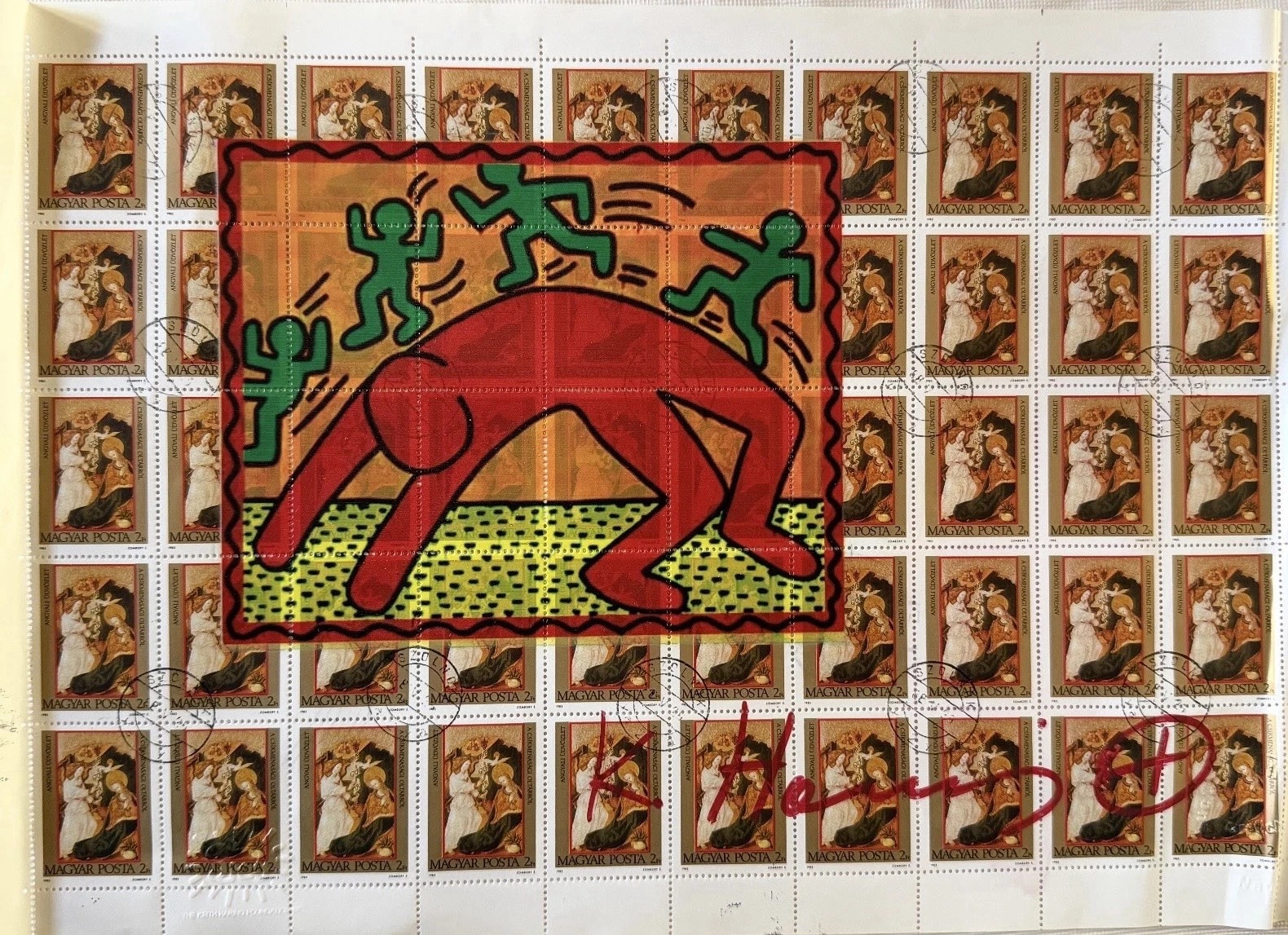 Keith Haring Stamp Sheet Collage