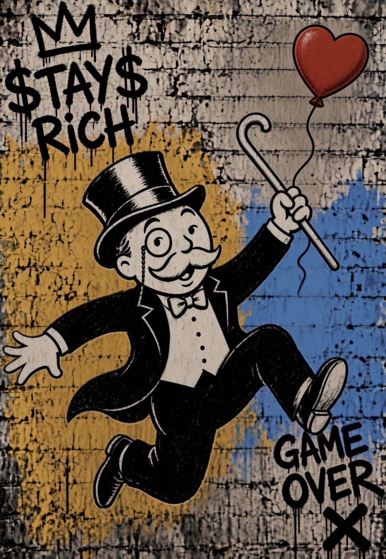 Robin Dehood, Stay Rich, 2016, Original mixed media on canvas