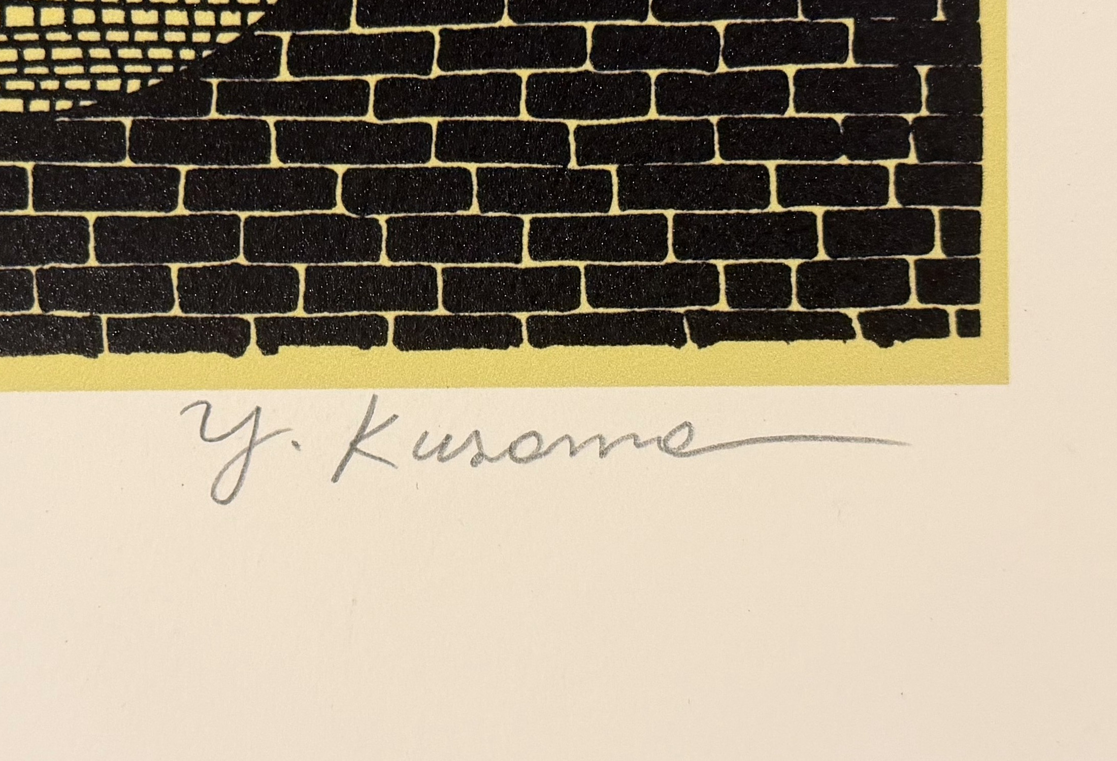 Detail: pencil signature Y. Kusama, lower right margin